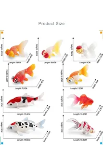 Tableau des tailles avec dimensions pour divers modèles de poissons rouges et carpes koi