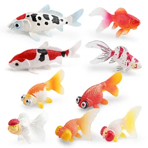 Ensemble de 9 figurines réalistes de poissons rouges et carpes koï pour décor