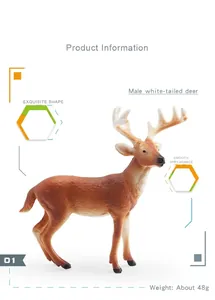 Modèle détaillé de cerf de Virginie avec bois, poids environ 48g pour enfants