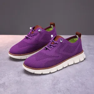 Mocassins en tricot violet respirant avec semelles légères en mousse pour femmes