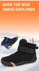 Kids waterproof snow boots with warm plush lining and colorful anti-slip soles