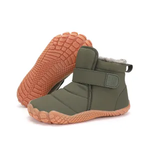 Kids Winter Snow Boots Warm Plush Lined Non-Slip Waterproof Outdoor Shoes For Boys Girls Hook And Loop Ankle Boots
