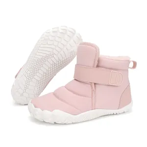 Kids Winter Snow Boots Warm Faux Fur Lined Waterproof Oxford Cloth Anti-Slip Rubber Sole Velcro Ankle Boots For Boys Girls