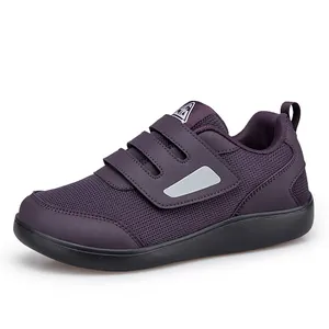 Unisex Walking Shoes Breathable Flyknit Mesh Velcro Wide Toe Casual Running Sneakers For Elderly Lightweight Anti Slip Shoes