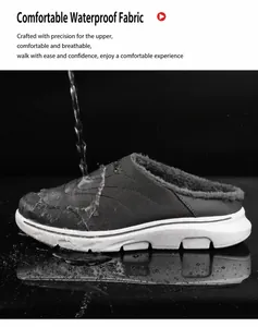 Close-up showing waterproof fabric surface with water droplets on warm winter shoes