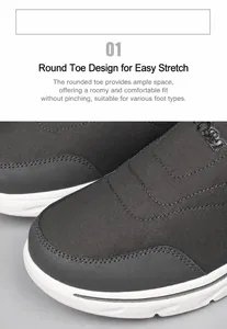 Close-up of gray thermal winter sneaker showing textured fabric and Sport lettering