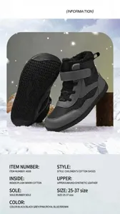 Detail view of winter snow boots with warm plush lining and anti-slip rubber outsole
