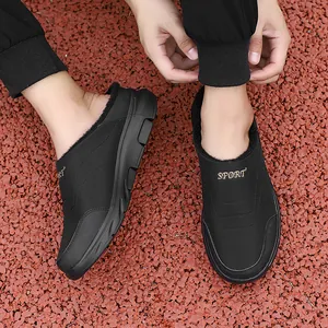 Winter Warm Cotton Slippers Unisex Waterproof Thickened Plush Lining Non-slip Lightweight Sole Casual Outdoor Mules Slipper