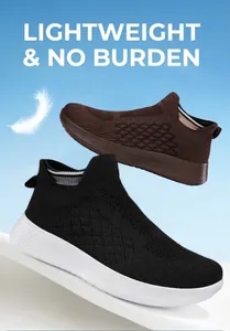 Detail showing lightweight knit fabric texture and elastic ribbed collar of sock sneakers