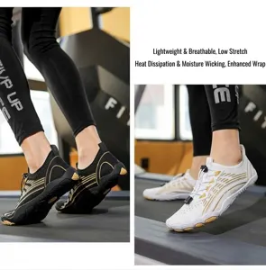 Macro shot of breathable mesh water shoes for indoor fitness and treadmill workouts