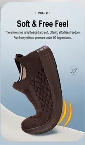 Brown breathable knit sneaker featuring a highly flexible sole with 90-degree bending