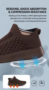 Detail of breathable knit mesh upper and cushioned EVA sole on casual running shoes