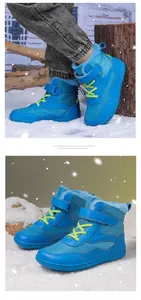 Detail of lightweight EVA foam sole on high-top winter snow boots with warm fur lining