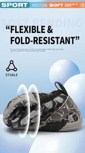 Detail van flexibele camouflage blotevoetenschoenen die de zachte rubberen zool laten zien