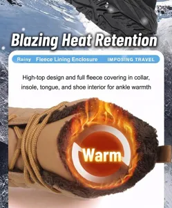 Detailed view of the thick plush lining and anti-slip rubber outsole for winter boots