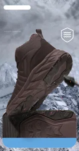 Close-up of winter snow boot with EVA and TPR anti-slip composite outsole and deep grip