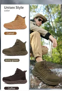 Outdoor winter boots detail showing thermal fleece lining and camel faux leather texture