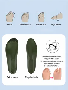 Macro detail of wide-toe footwear design for wide feet and bunion pressure relief