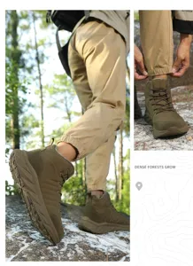 Outdoor hiking boots featuring non-slip thick soles and durable lace-up design