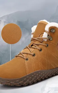 Detail view of microfiber winter boot with waterproof material and warm fur lining