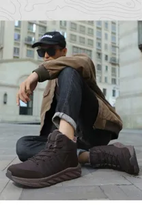 Deep brown winter snow boots with thick thermal lining and anti-slip rubber outsole