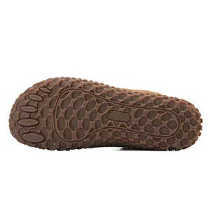 Close-up of non-slip rubber sole with bionic five-toe design for outdoor barefoot shoes