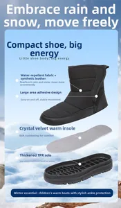 Vue détaillée des bottes de neige enfant avec semelle thermique et extérieur imperméable