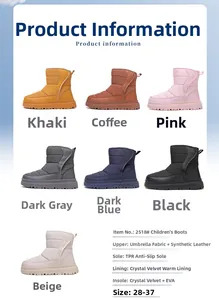 Détails des bottes de neige pour enfants avec doublure chaude en velours et semelle en TPR