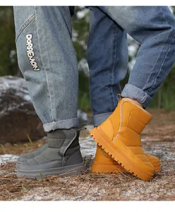 Bottes de neige matelassées imperméables pour enfants avec semelles épaisses antidérapantes
