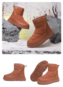 Détail de la semelle en caoutchouc antidérapante sur les bottes de neige marron