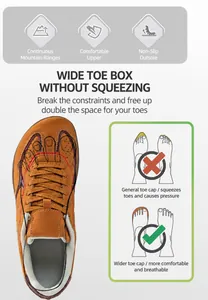 Detail showing the wide toe box design for extra comfort in brown hiking shoes