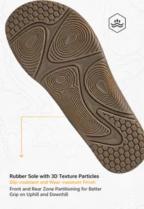 Detailed view of the anti-slip rubber outsole with multi-directional traction patterns
