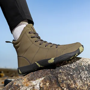 Scarpe a Piedi Nudi Minimaliste In Pelle Di Microfibra Donna Uomo Punta Ampia Scarpe Da Trekking Alte Antiscivolo Sneaker Da Passeggio All'Aperto Scarpe Casual Comfort