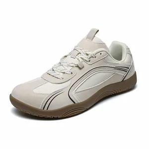 Zapatilla barefoot alta de ante beige y piel sintética con suela de goma