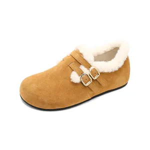 Bottes de neige Birkenstock en daim camel avec doublure fourrure chaude et boucles