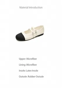 Détail de ballerines Mary Jane avec semelle en caoutchouc 1,5 cm et semelle en latex