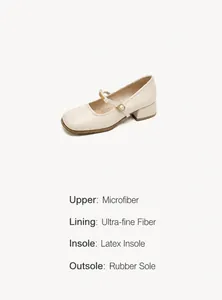 Vue détaillée des chaussures Mary Jane avec talon de 3,5 cm et cuir microfibre de qualité