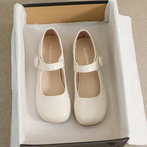 Women Round Toe Mary Jane Flats Microfiber Leather Single Strap Buckle Shoes Soft Sole French Preppy Style Daily Casual Slip-on Shoes