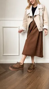 Detail showing non-slip thick sole and breathable lining of retro brown platform shoes