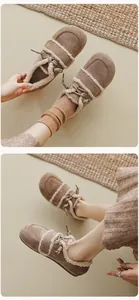 Detailansicht brauner Wildleder-Birkenstock-Clogs für Damen mit warmem Fleece-Futter