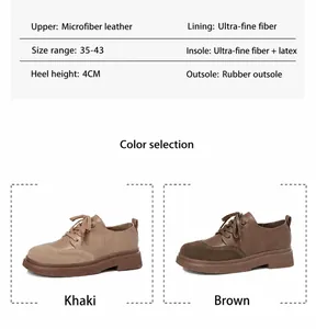 Detailed chart showing microfiber leather material and 4cm rubber sole for platform loafers