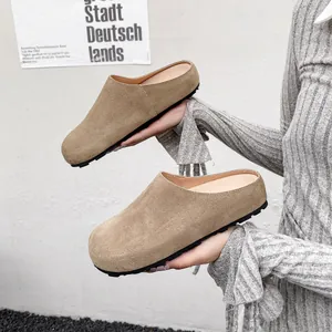 Dames Muiltjes Van Echt Leer Gesloten Teen Dikke Zool Instapper Casual Vintage Clogs Voor Dagelijks Gebruik
