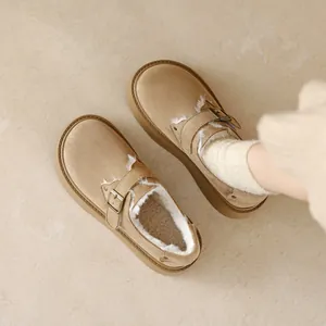 Stivali da Neve Plateau in Camoscio da Donna Invernali Caldi Foderati in Pile Scarpe Stile Birkenstock Con Cinturino a Fibbia Mocassini Casual