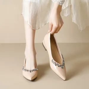 Damen Spitze Flache Schuhe Strass Versteckter Keilabsatz Mikrofaser Leder Komfortable Slipper Für Hochzeit Party Alltag