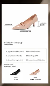 Vue détaillée des escarpins pointus avec nœud décoratif et talons aiguilles de 6 cm