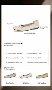 Detaillierte Materialangaben für Karree-Ballerinas mit Schleife und 1cm Absatz