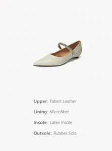 Detail of patent leather pointed-toe flats with 2.5cm heel and rhinestone strap