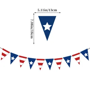 Detailed dimension guide for USA Independence Day triangle flag bunting decoration