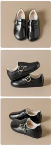 Détail de la doublure en fausse fourrure blanche et boucle dorée sur chaussures noires