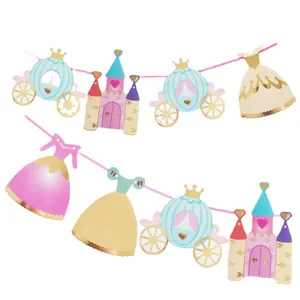Nordic princess castle party garland with gold stamping for baby girl birthdays